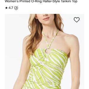 Michael Kors Women’s Tankini Printed O-Ring Halter Style Swimsuit Top New small